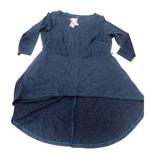 Lane Bryant Womens Top Sz 10/12 Black Blue Tunic 3/4 Sleeve Shirt NWT‎ Pockets